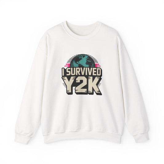I Survived Y2K Sweatshirt | Retro Crewneck for Nostalgia Lovers, Unisex Gift, Y2K Birthday, Casual Wear, Vintage Style