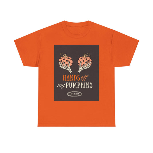 Pumpkin Defense Tee, Funny Halloween Shirt, Unisex Cotton Tshirt, Keep Your Hands Off, Fall Graphic Top