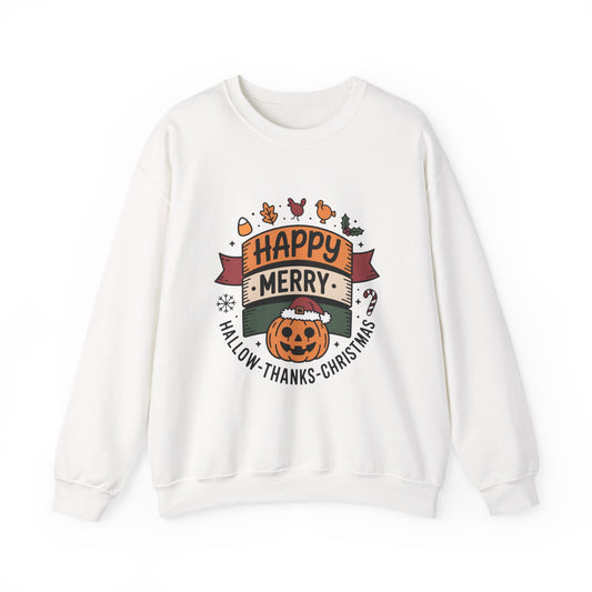 Festive Unisex Crewneck Sweatshirt - Happy Merry Holidays Design