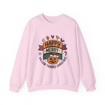 Festive Unisex Crewneck Sweatshirt - Happy Merry Holidays Design