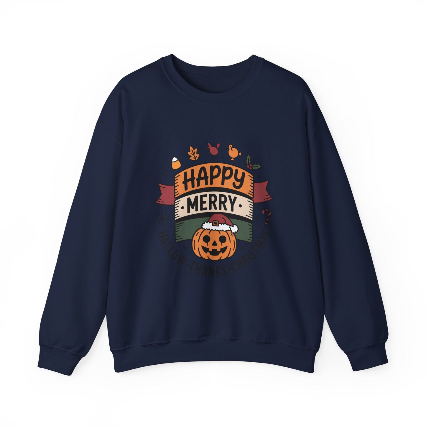 Festive Unisex Crewneck Sweatshirt - Happy Merry Holidays Design