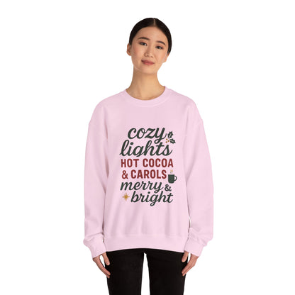 Cozy Lights Holiday Sweatshirt — "Cozy Lights Hot Cocoa & Carols" Christmas Crewneck