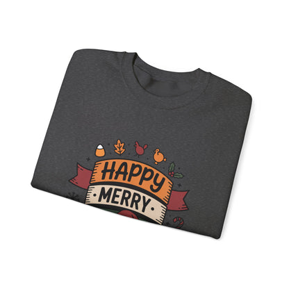 Festive Unisex Crewneck Sweatshirt - Happy Merry Holidays Design