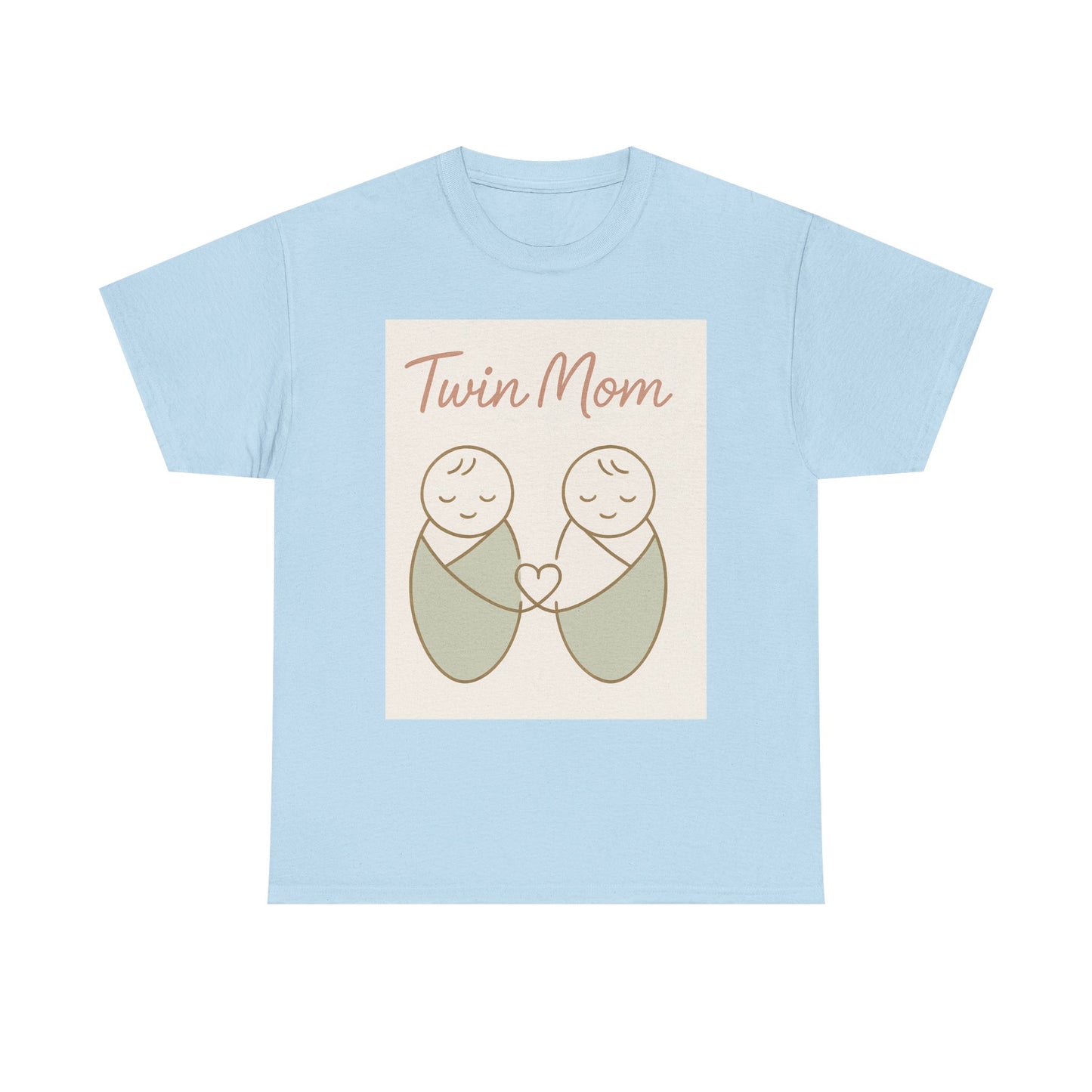Twin Mom Heavy Cotton Tee - Cute Matching Design for Mothers