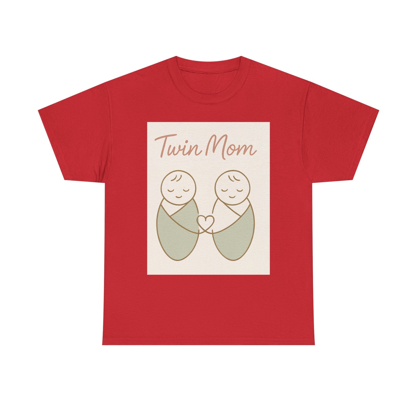 Twin Mom Heavy Cotton Tee - Cute Matching Design for Mothers