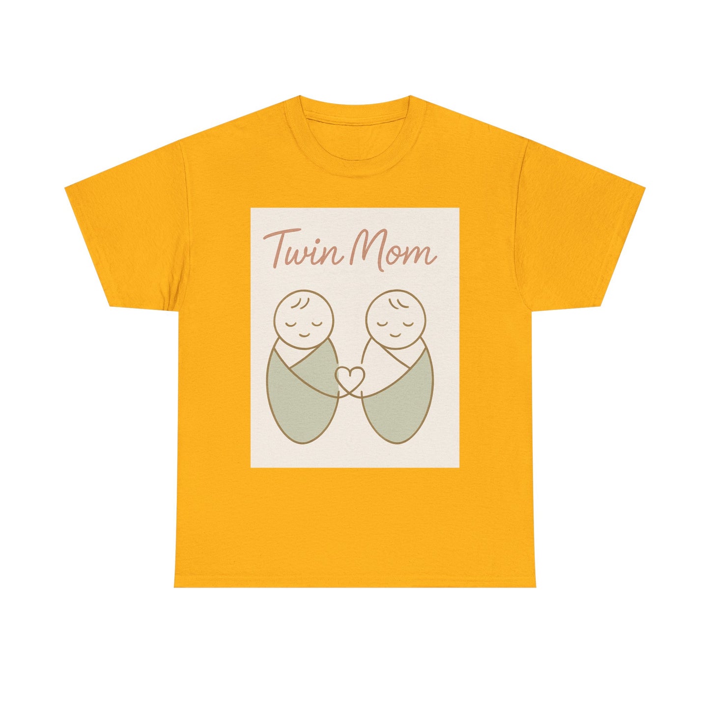 Twin Mom Heavy Cotton Tee - Cute Matching Design for Mothers
