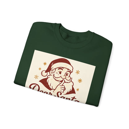 Christmas Sweatshirt – "Dear Santa, Define 'Good'" Retro Santa Holiday Crewneck