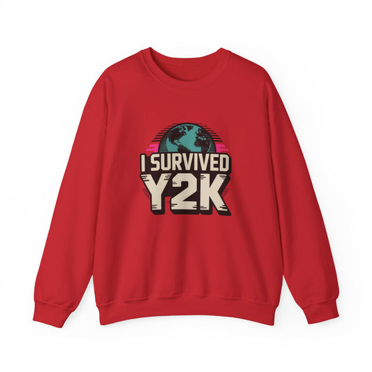 I Survived Y2K Sweatshirt | Retro Crewneck for Nostalgia Lovers, Unisex Gift, Y2K Birthday, Casual Wear, Vintage Style