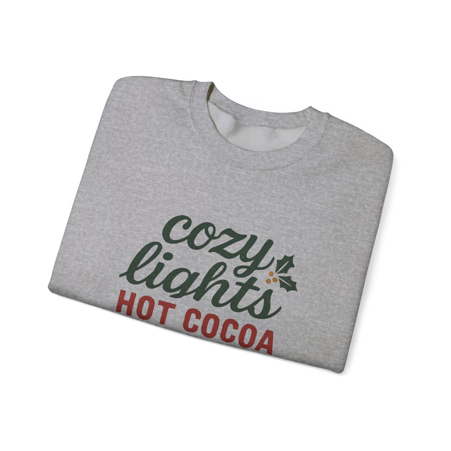 Cozy Lights Holiday Sweatshirt — "Cozy Lights Hot Cocoa & Carols" Christmas Crewneck