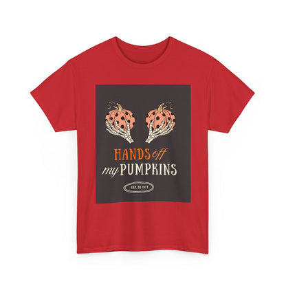 Pumpkin Defense Tee, Funny Halloween Shirt, Unisex Cotton Tshirt, Keep Your Hands Off, Fall Graphic Top