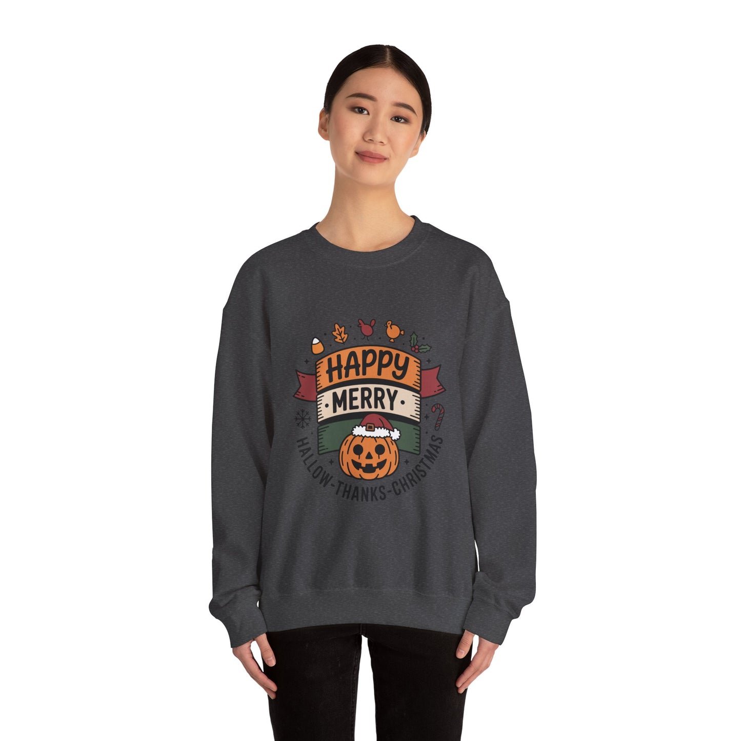 Festive Unisex Crewneck Sweatshirt - Happy Merry Holidays Design