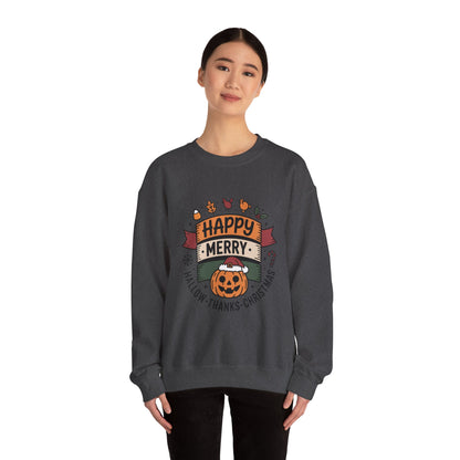 Festive Unisex Crewneck Sweatshirt - Happy Merry Holidays Design