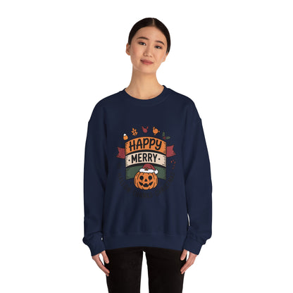 Festive Unisex Crewneck Sweatshirt - Happy Merry Holidays Design