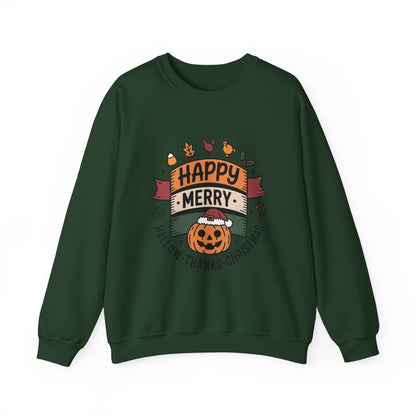 Festive Unisex Crewneck Sweatshirt - Happy Merry Holidays Design