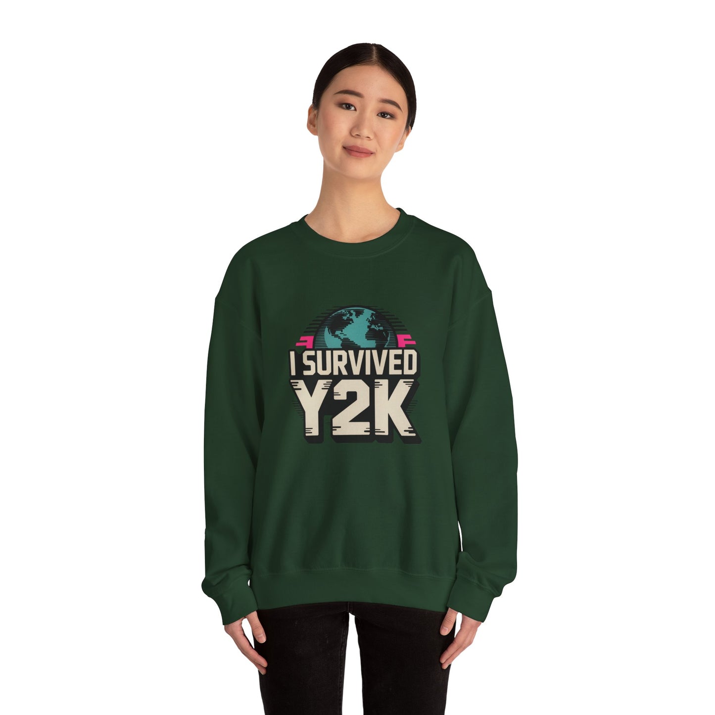 I Survived Y2K Sweatshirt | Retro Crewneck for Nostalgia Lovers, Unisex Gift, Y2K Birthday, Casual Wear, Vintage Style