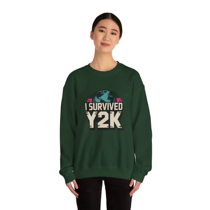I Survived Y2K Sweatshirt | Retro Crewneck for Nostalgia Lovers, Unisex Gift, Y2K Birthday, Casual Wear, Vintage Style