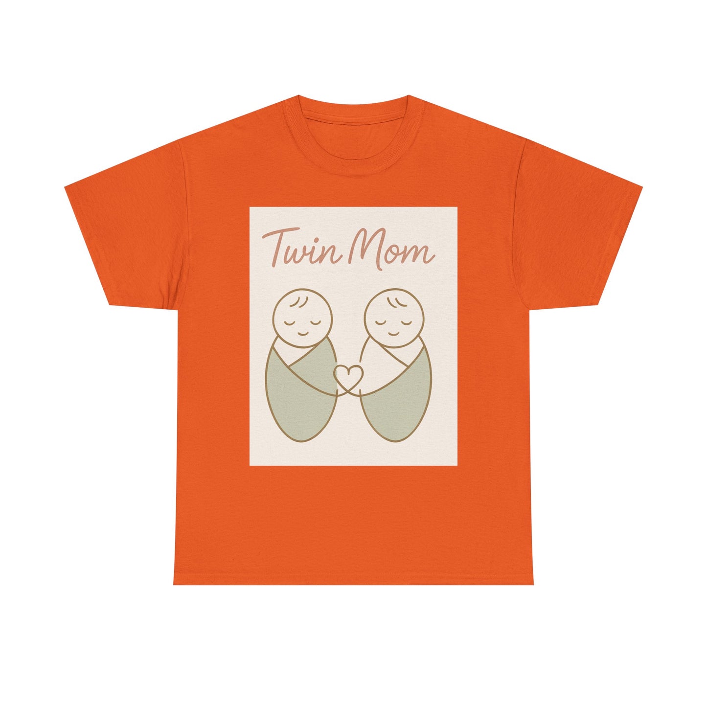 Twin Mom Heavy Cotton Tee - Cute Matching Design for Mothers
