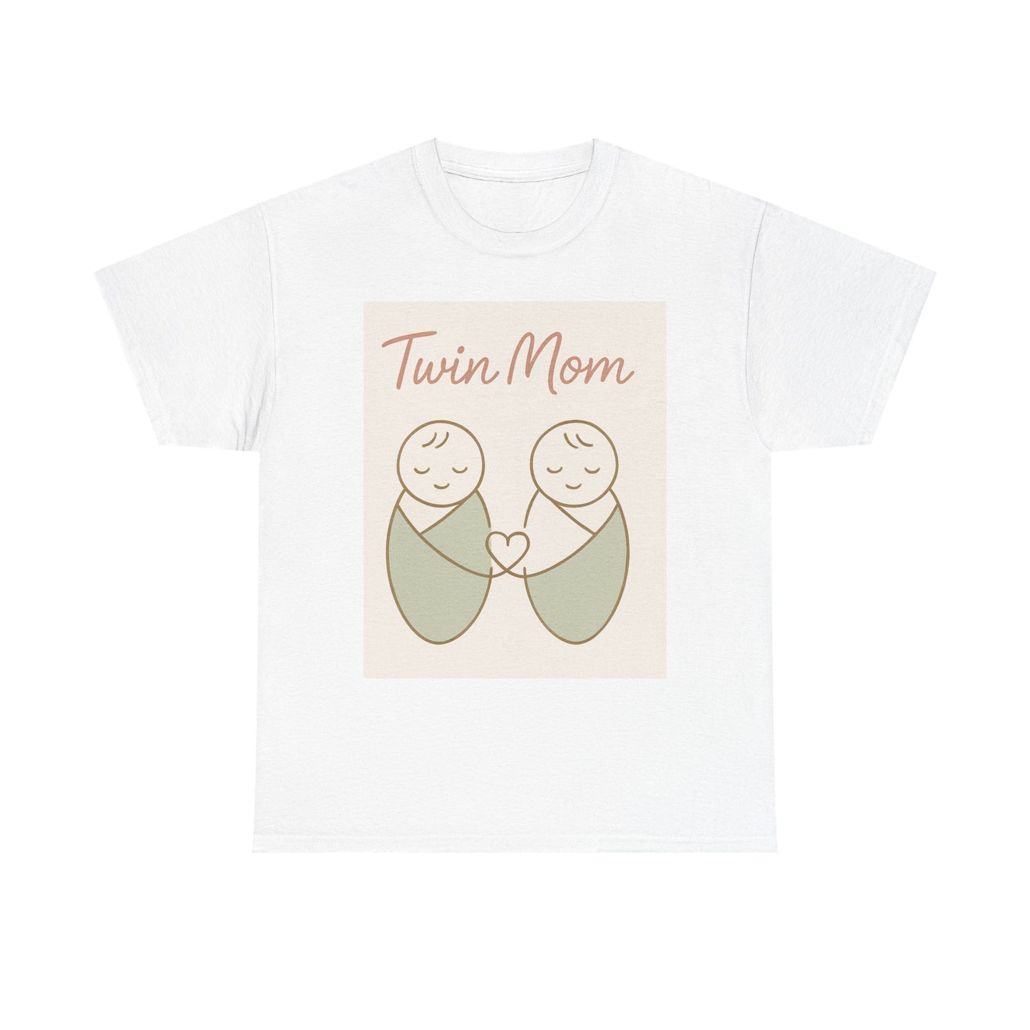 Twin Mom Heavy Cotton Tee - Cute Matching Design for Mothers