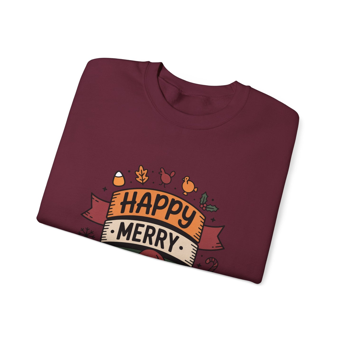 Festive Unisex Crewneck Sweatshirt - Happy Merry Holidays Design
