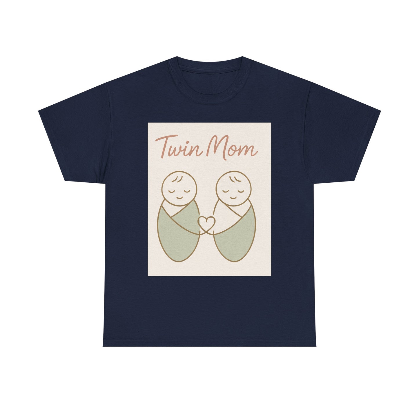 Twin Mom Heavy Cotton Tee - Cute Matching Design for Mothers