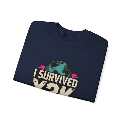 I Survived Y2K Sweatshirt | Retro Crewneck for Nostalgia Lovers, Unisex Gift, Y2K Birthday, Casual Wear, Vintage Style