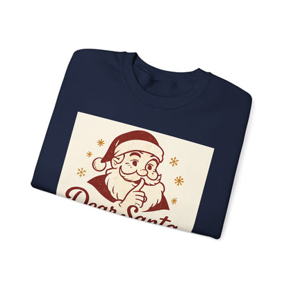 Christmas Sweatshirt – "Dear Santa, Define 'Good'" Retro Santa Holiday Crewneck