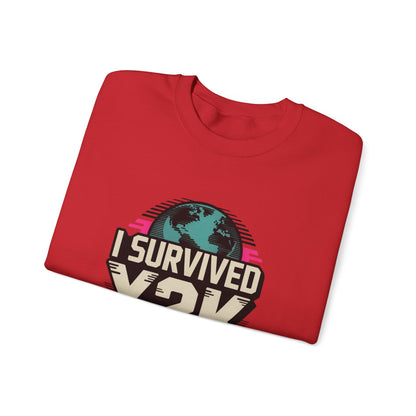 I Survived Y2K Sweatshirt | Retro Crewneck for Nostalgia Lovers, Unisex Gift, Y2K Birthday, Casual Wear, Vintage Style