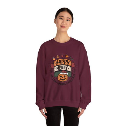 Festive Unisex Crewneck Sweatshirt - Happy Merry Holidays Design