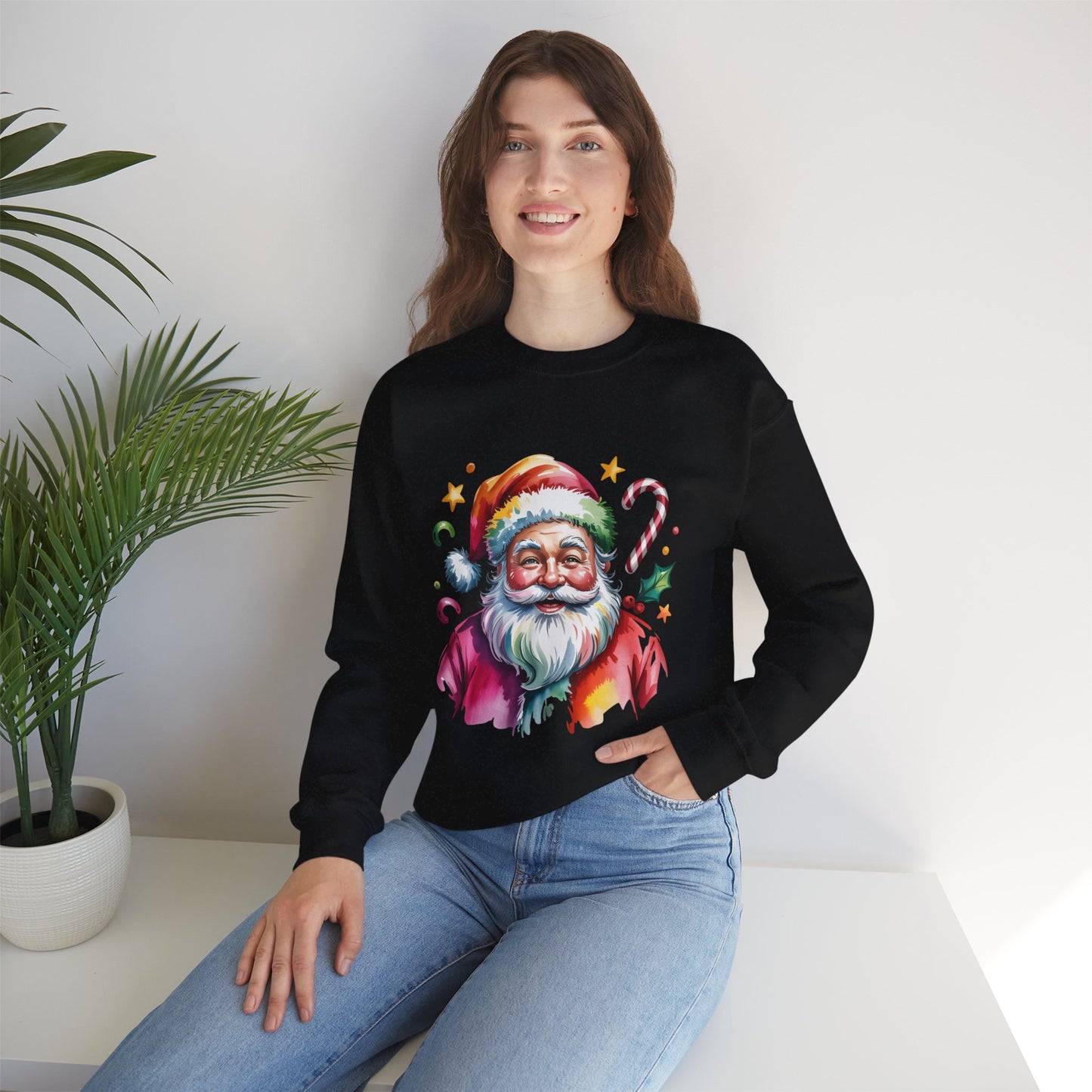 Festive Santa Crewneck Sweatshirt for Holiday Cheer