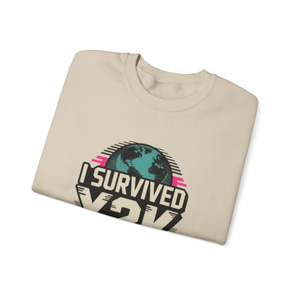 I Survived Y2K Sweatshirt | Retro Crewneck for Nostalgia Lovers, Unisex Gift, Y2K Birthday, Casual Wear, Vintage Style