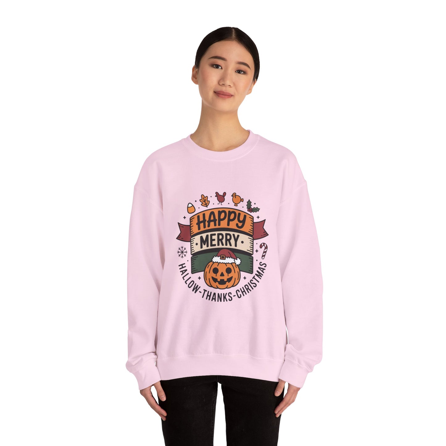 Festive Unisex Crewneck Sweatshirt - Happy Merry Holidays Design