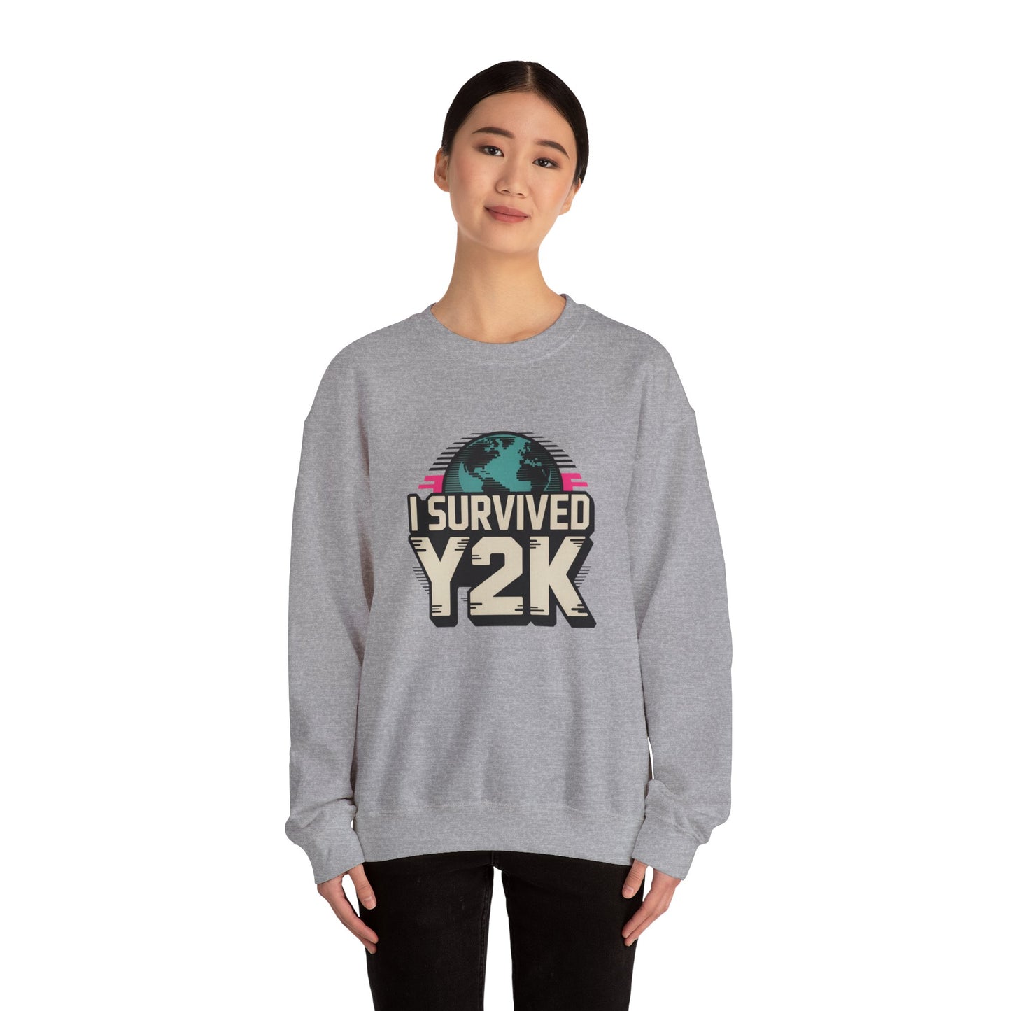I Survived Y2K Sweatshirt | Retro Crewneck for Nostalgia Lovers, Unisex Gift, Y2K Birthday, Casual Wear, Vintage Style