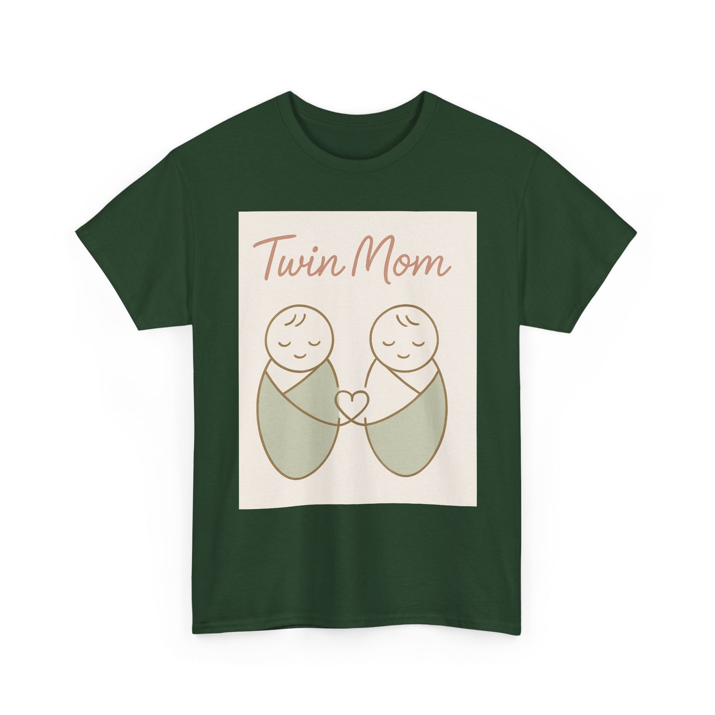 Twin Mom Heavy Cotton Tee - Cute Matching Design for Mothers