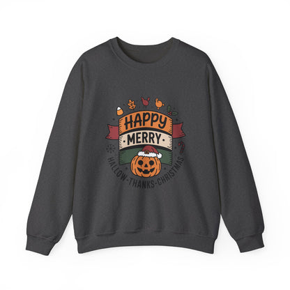 Festive Unisex Crewneck Sweatshirt - Happy Merry Holidays Design