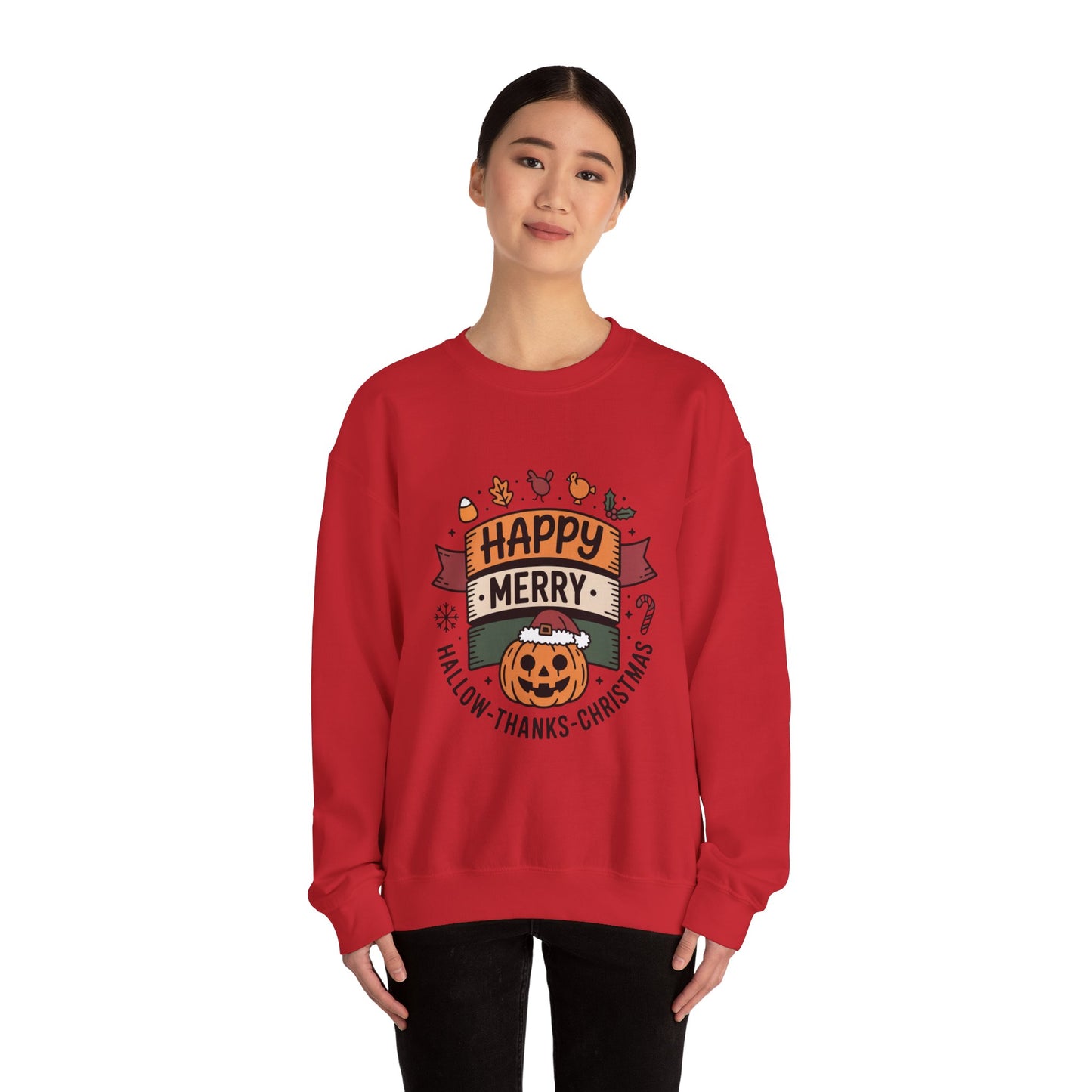 Festive Unisex Crewneck Sweatshirt - Happy Merry Holidays Design