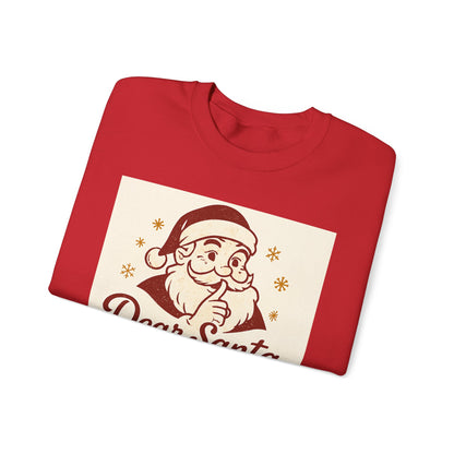 Christmas Sweatshirt – "Dear Santa, Define 'Good'" Retro Santa Holiday Crewneck