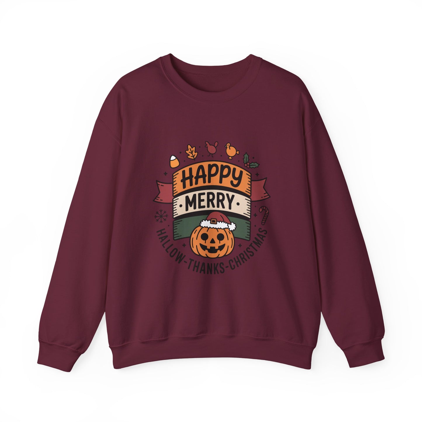 Festive Unisex Crewneck Sweatshirt - Happy Merry Holidays Design