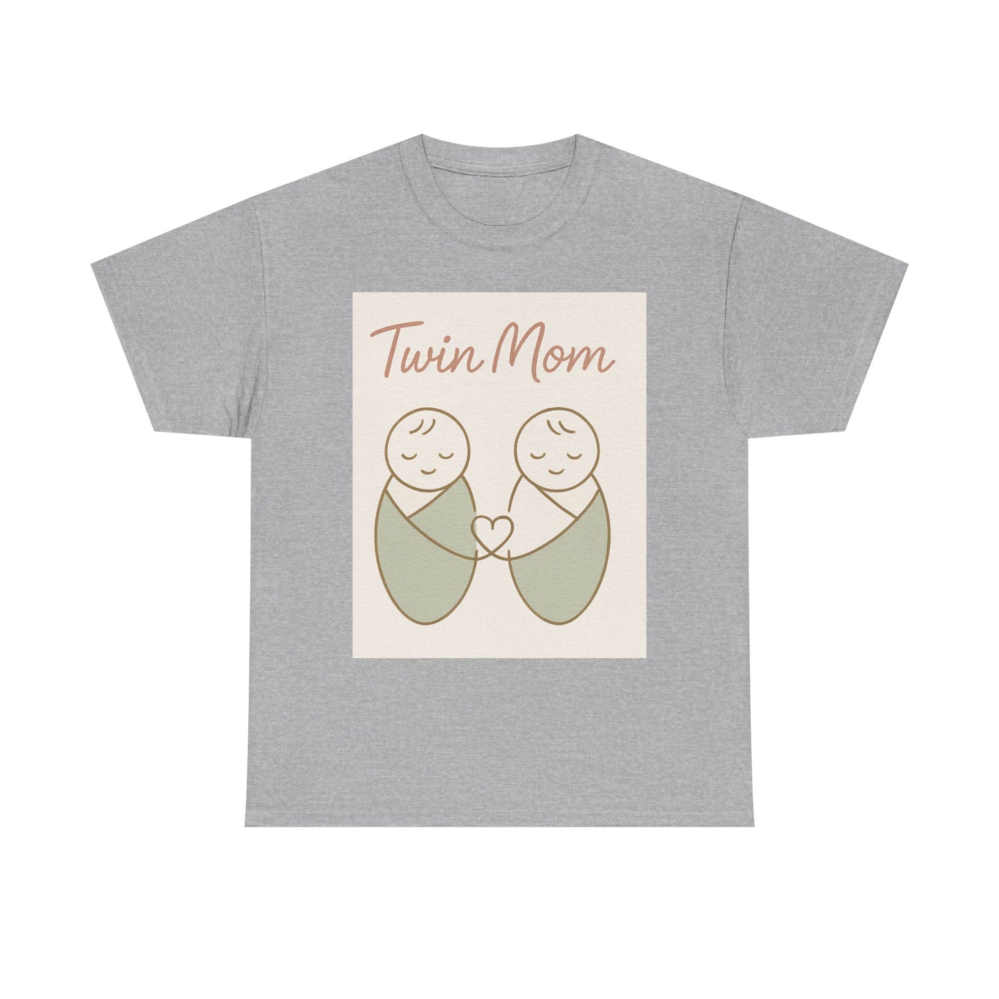 Twin Mom Heavy Cotton Tee - Cute Matching Design for Mothers