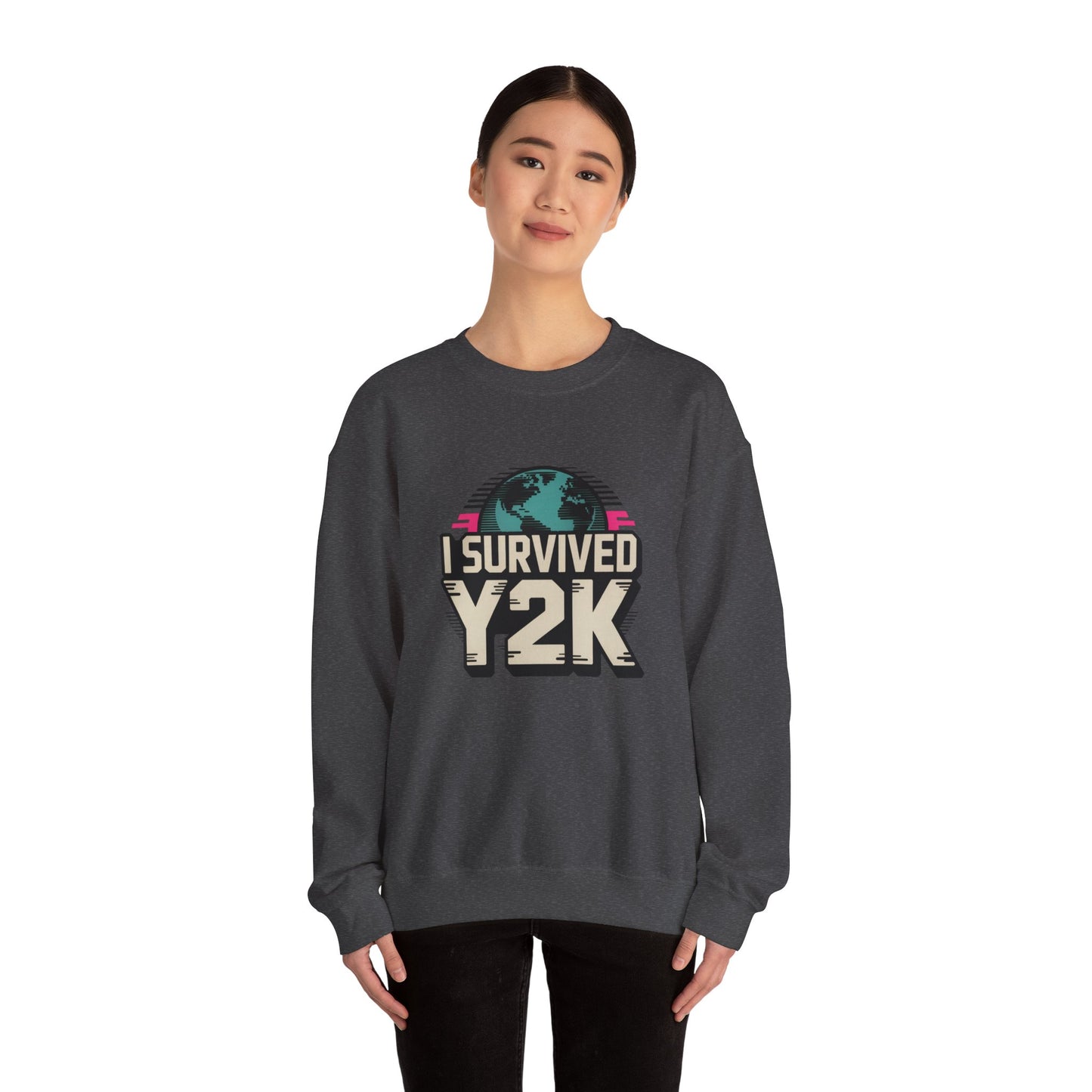 I Survived Y2K Sweatshirt | Retro Crewneck for Nostalgia Lovers, Unisex Gift, Y2K Birthday, Casual Wear, Vintage Style
