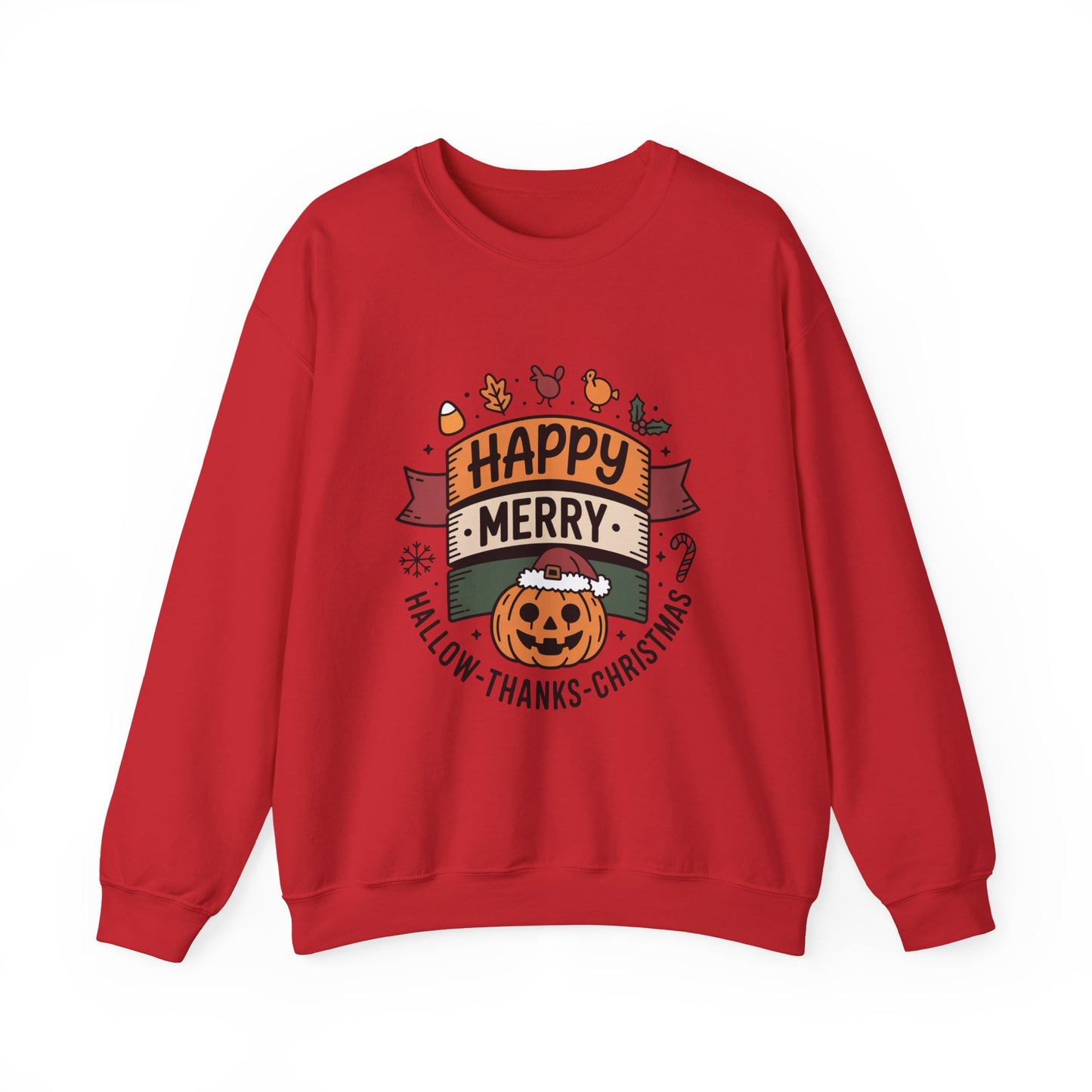 Festive Unisex Crewneck Sweatshirt - Happy Merry Holidays Design