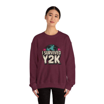 I Survived Y2K Sweatshirt | Retro Crewneck for Nostalgia Lovers, Unisex Gift, Y2K Birthday, Casual Wear, Vintage Style