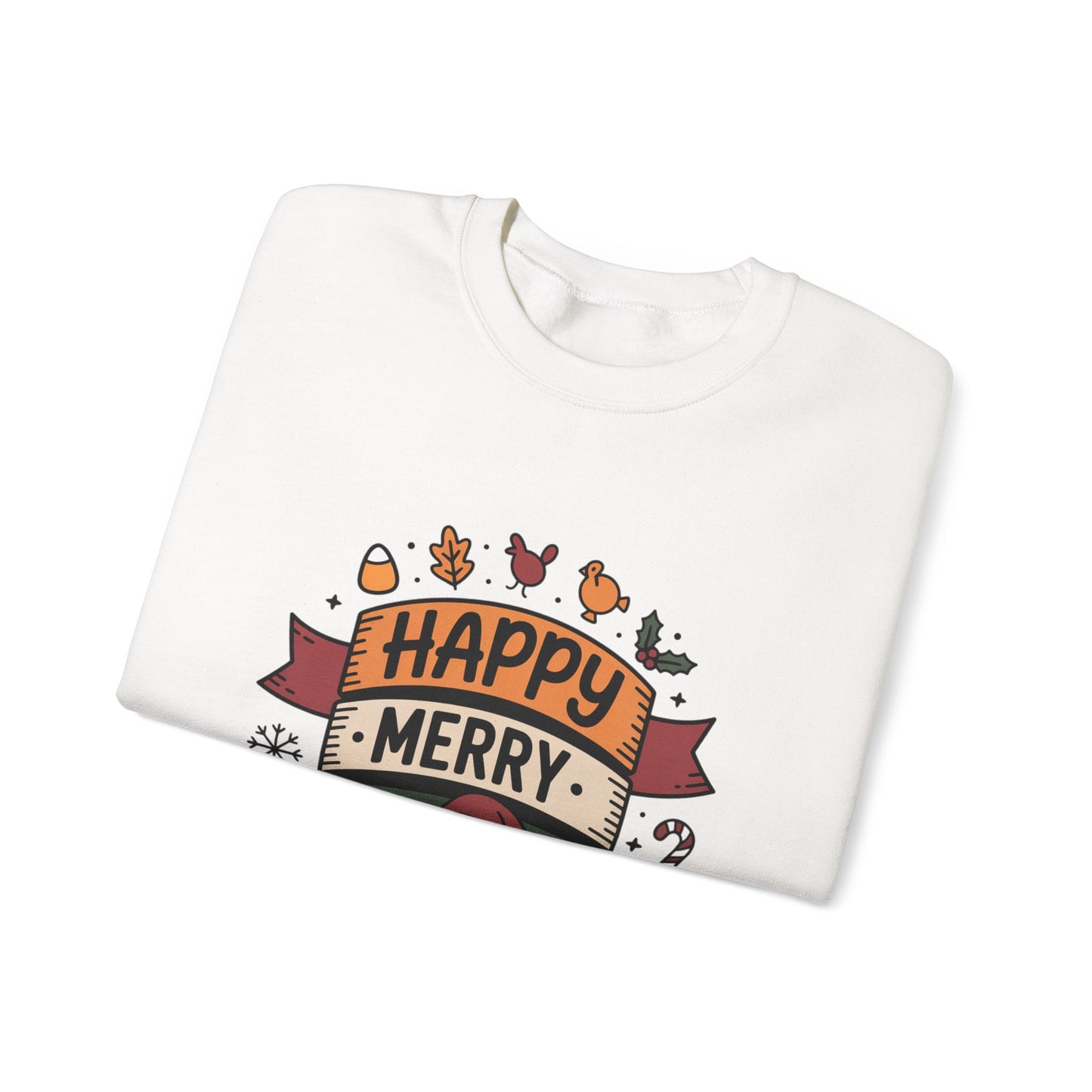Festive Unisex Crewneck Sweatshirt - Happy Merry Holidays Design