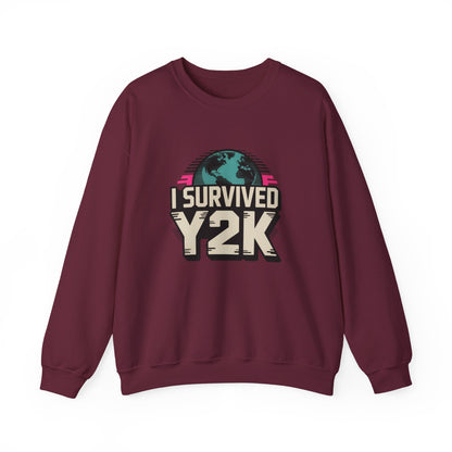 I Survived Y2K Sweatshirt | Retro Crewneck for Nostalgia Lovers, Unisex Gift, Y2K Birthday, Casual Wear, Vintage Style