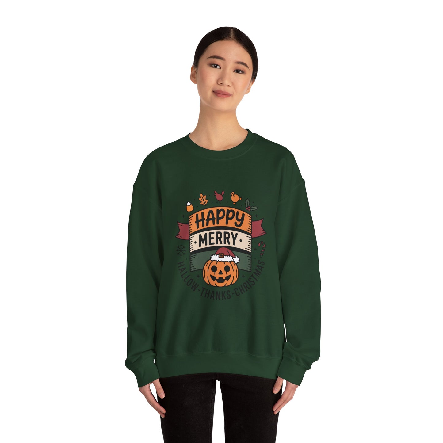 Festive Unisex Crewneck Sweatshirt - Happy Merry Holidays Design