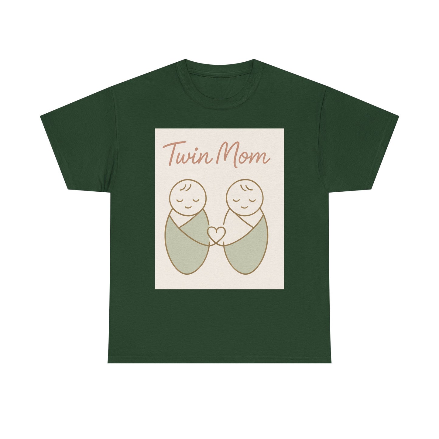 Twin Mom Heavy Cotton Tee - Cute Matching Design for Mothers