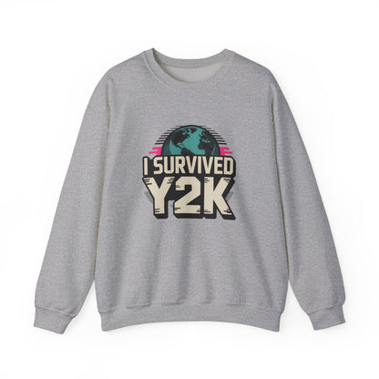 I Survived Y2K Sweatshirt | Retro Crewneck for Nostalgia Lovers, Unisex Gift, Y2K Birthday, Casual Wear, Vintage Style