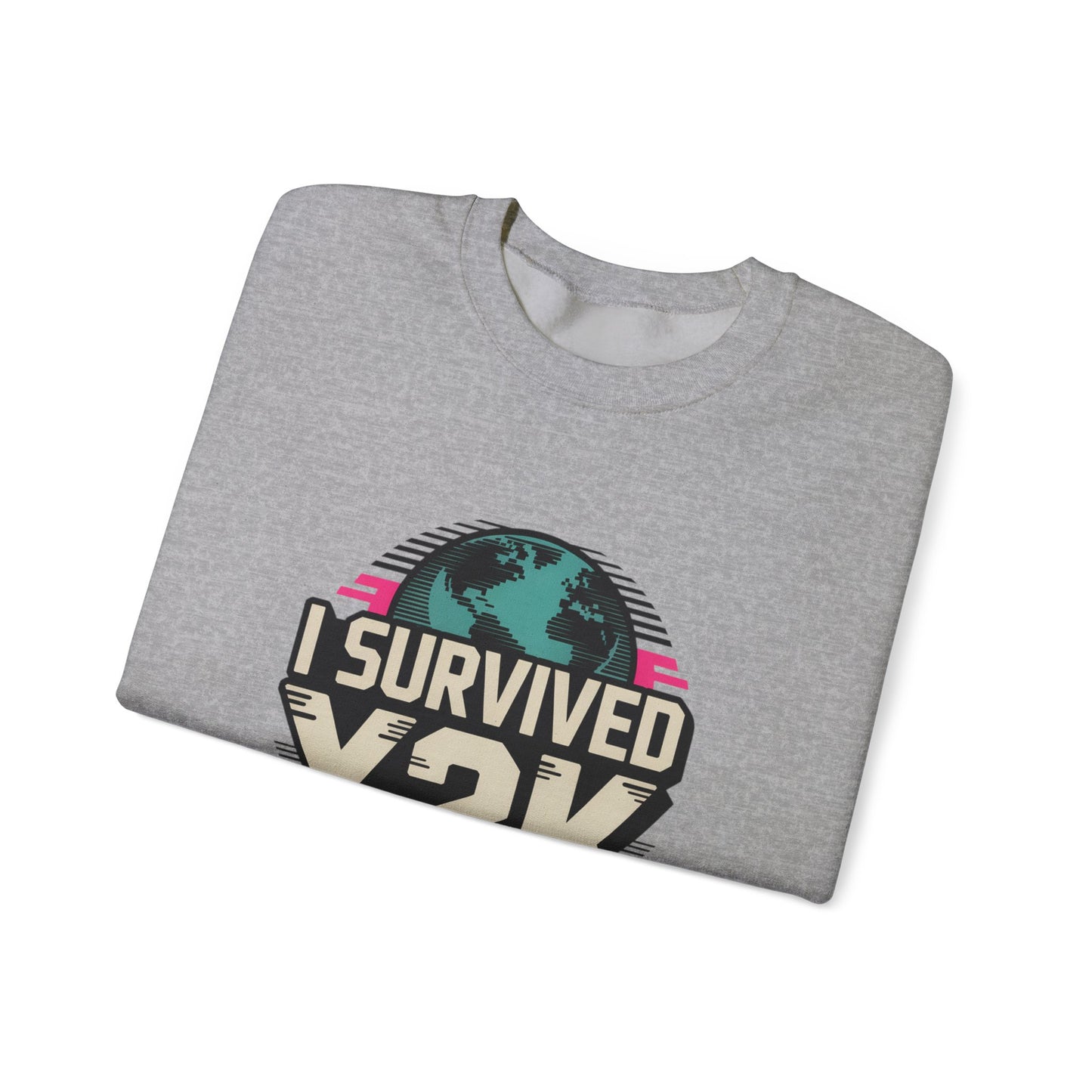 I Survived Y2K Sweatshirt | Retro Crewneck for Nostalgia Lovers, Unisex Gift, Y2K Birthday, Casual Wear, Vintage Style
