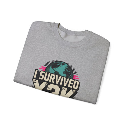 I Survived Y2K Sweatshirt | Retro Crewneck for Nostalgia Lovers, Unisex Gift, Y2K Birthday, Casual Wear, Vintage Style