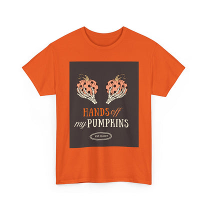 Pumpkin Defense Tee, Funny Halloween Shirt, Unisex Cotton Tshirt, Keep Your Hands Off, Fall Graphic Top