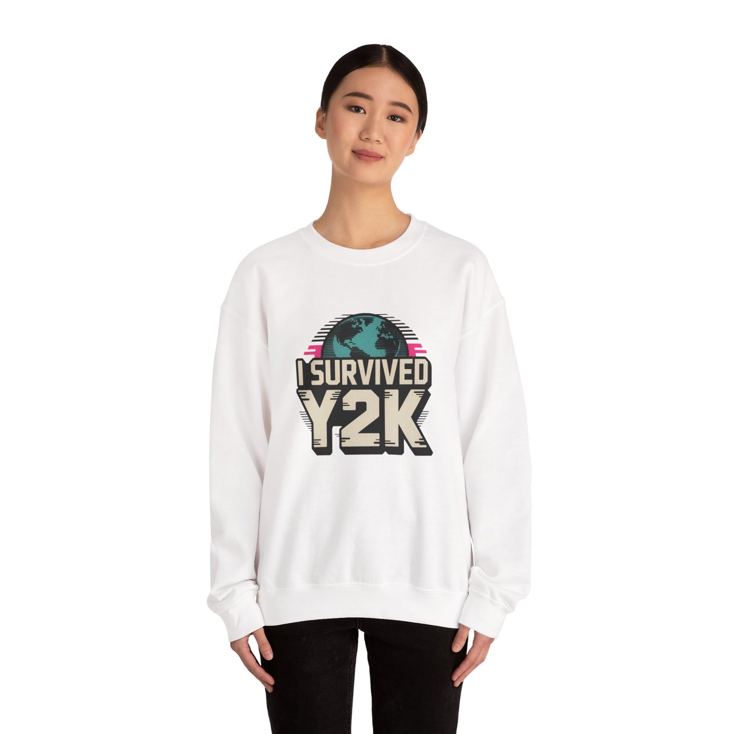 I Survived Y2K Sweatshirt | Retro Crewneck for Nostalgia Lovers, Unisex Gift, Y2K Birthday, Casual Wear, Vintage Style